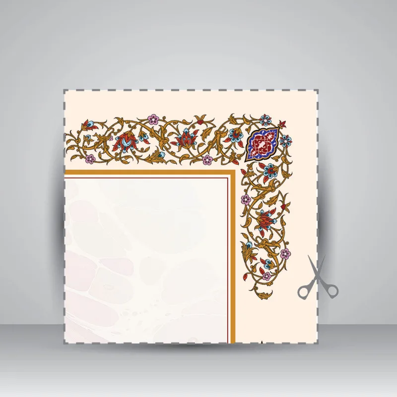 کاغذ ابر و باد تذهیب دار کد 621، سایز 50*23 cm (بسته 10 عددی) — انتشارات یساولی