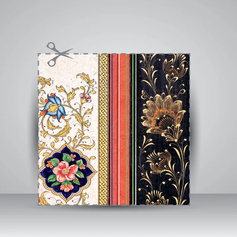 کاغذ تذهیب دار،30*21 cm، کد 631، (بسته 10 عددی) — انتشارات یساولی
