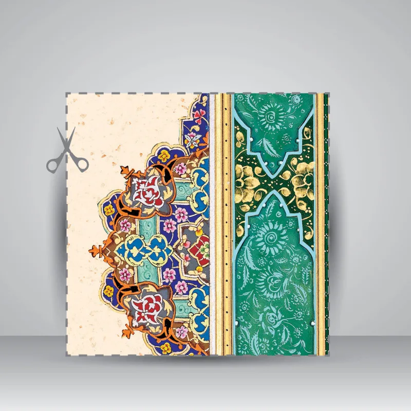 کاغذ چلیپا چاپی تذهیب دار کد 627، سایز 35*25 cm (بسته 50 عددی) — انتشارات یساولی