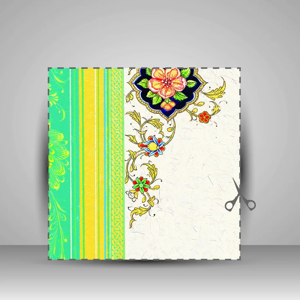 کاغذ چلیپا چاپی تذهیب دار کد 689، سایز 35*25 cm (بسته 50 عددی) — انتشارات یساولی